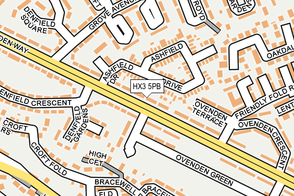HX3 5PB map - OS OpenMap – Local (Ordnance Survey)