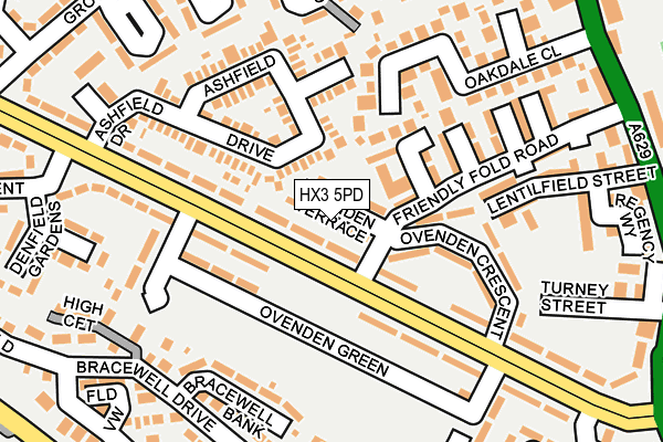 HX3 5PD map - OS OpenMap – Local (Ordnance Survey)