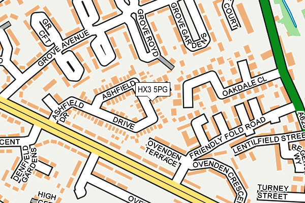 HX3 5PG map - OS OpenMap – Local (Ordnance Survey)