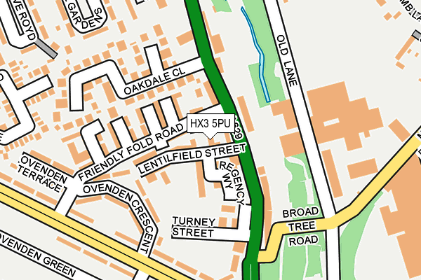 HX3 5PU map - OS OpenMap – Local (Ordnance Survey)