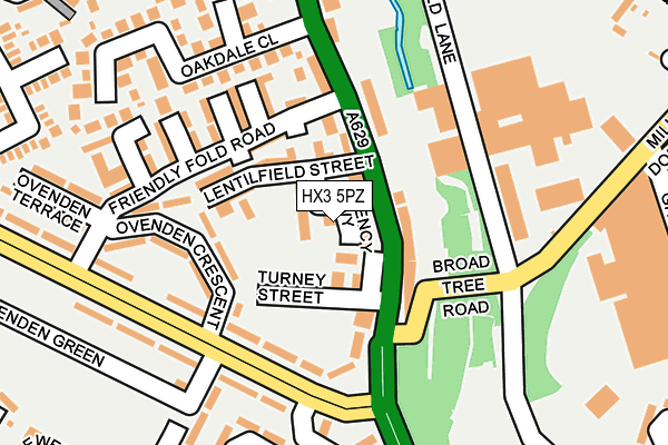 HX3 5PZ map - OS OpenMap – Local (Ordnance Survey)