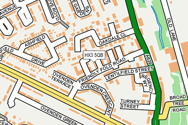 HX3 5QB map - OS OpenMap – Local (Ordnance Survey)
