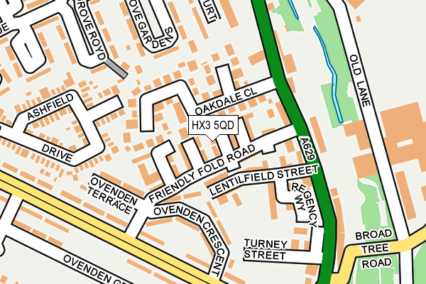HX3 5QD map - OS OpenMap – Local (Ordnance Survey)