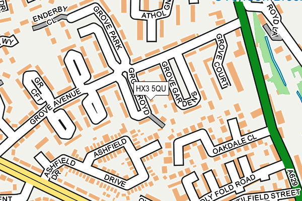 HX3 5QU map - OS OpenMap – Local (Ordnance Survey)