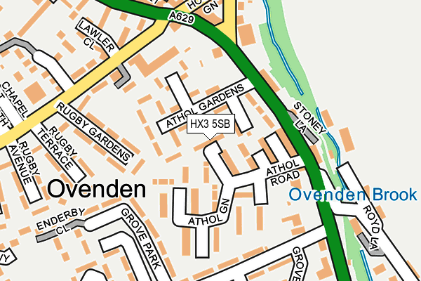 HX3 5SB map - OS OpenMap – Local (Ordnance Survey)