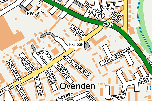 HX3 5SF map - OS OpenMap – Local (Ordnance Survey)