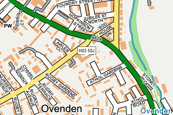 HX3 5SJ map - OS OpenMap – Local (Ordnance Survey)