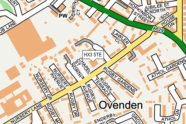 HX3 5TE map - OS OpenMap – Local (Ordnance Survey)