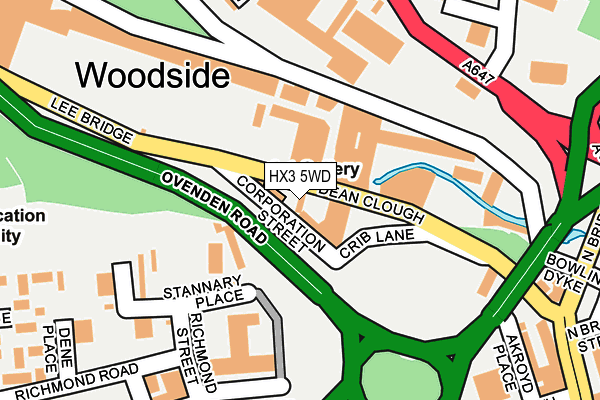 HX3 5WD map - OS OpenMap – Local (Ordnance Survey)