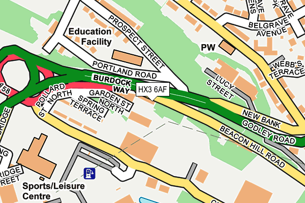 HX3 6AF map - OS OpenMap – Local (Ordnance Survey)