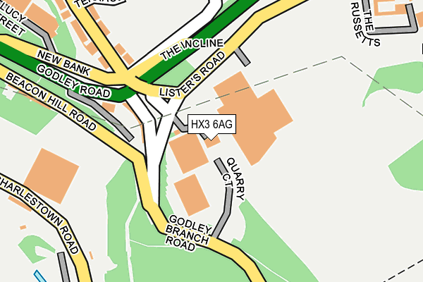 HX3 6AG map - OS OpenMap – Local (Ordnance Survey)