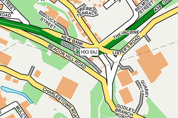 HX3 6AJ map - OS OpenMap – Local (Ordnance Survey)