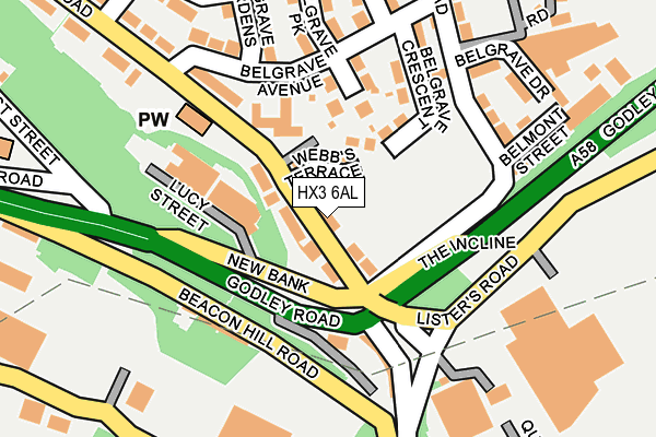 HX3 6AL map - OS OpenMap – Local (Ordnance Survey)