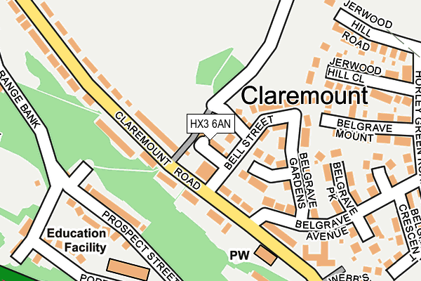 HX3 6AN map - OS OpenMap – Local (Ordnance Survey)