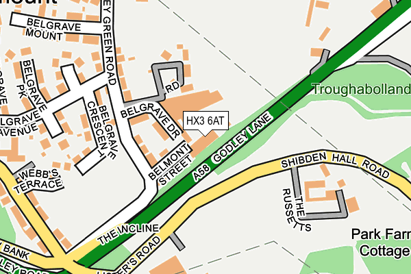 HX3 6AT map - OS OpenMap – Local (Ordnance Survey)