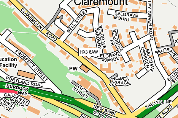 HX3 6AW map - OS OpenMap – Local (Ordnance Survey)