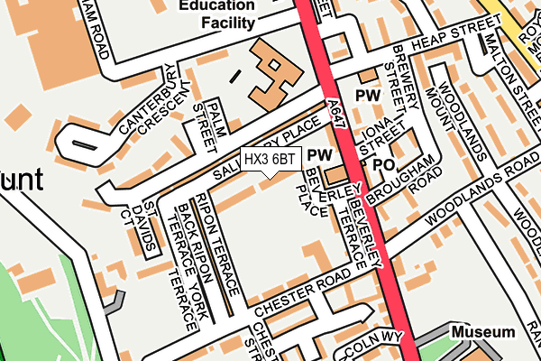 HX3 6BT map - OS OpenMap – Local (Ordnance Survey)