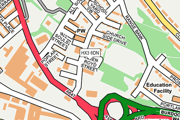 HX3 6DN map - OS OpenMap – Local (Ordnance Survey)