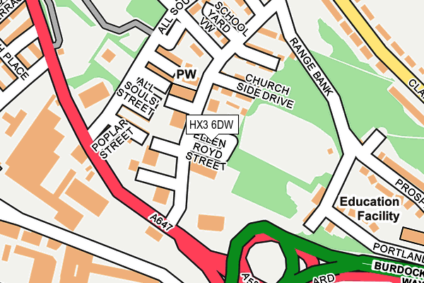 HX3 6DW map - OS OpenMap – Local (Ordnance Survey)