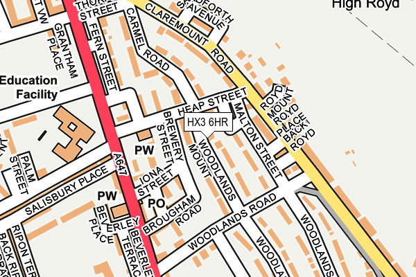 HX3 6HR map - OS OpenMap – Local (Ordnance Survey)