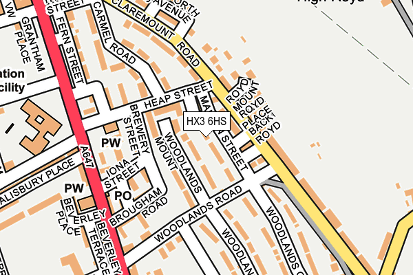 HX3 6HS map - OS OpenMap – Local (Ordnance Survey)