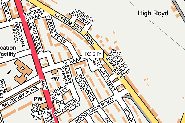 HX3 6HY map - OS OpenMap – Local (Ordnance Survey)