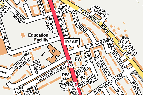 HX3 6JE map - OS OpenMap – Local (Ordnance Survey)