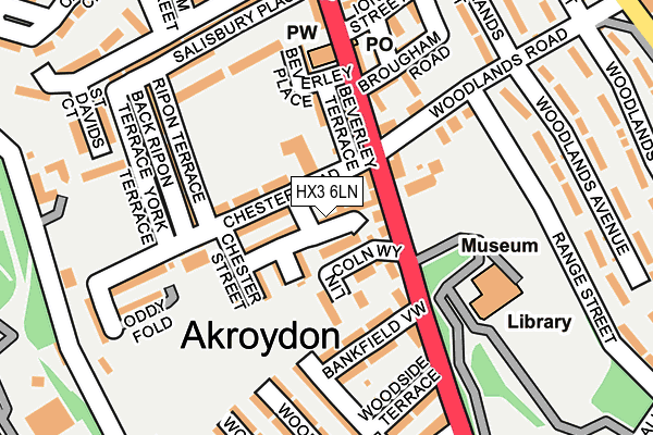 HX3 6LN map - OS OpenMap – Local (Ordnance Survey)