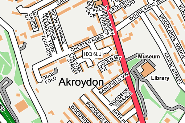 HX3 6LU map - OS OpenMap – Local (Ordnance Survey)