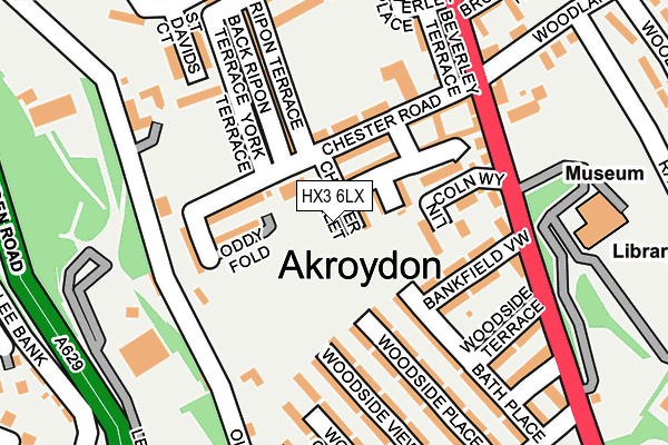 HX3 6LX map - OS OpenMap – Local (Ordnance Survey)