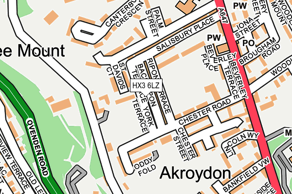 HX3 6LZ map - OS OpenMap – Local (Ordnance Survey)