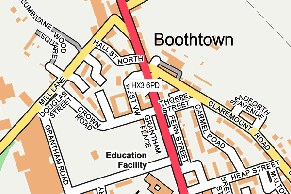 HX3 6PD map - OS OpenMap – Local (Ordnance Survey)