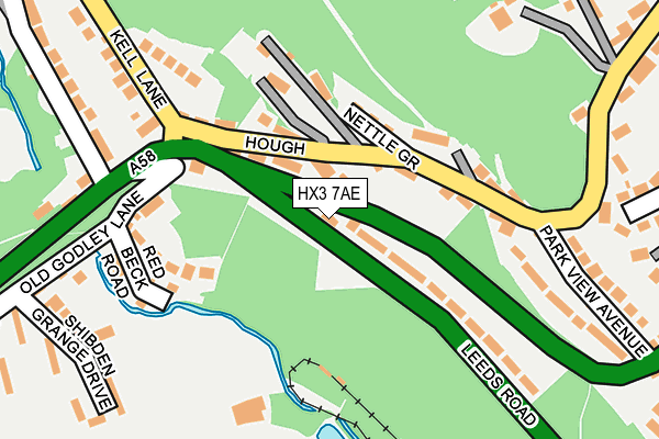 HX3 7AE map - OS OpenMap – Local (Ordnance Survey)