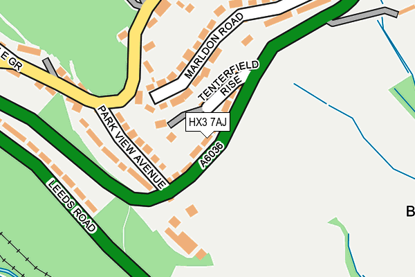 HX3 7AJ map - OS OpenMap – Local (Ordnance Survey)