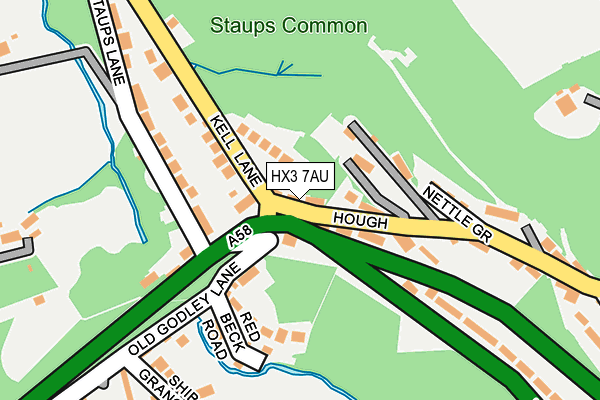 HX3 7AU map - OS OpenMap – Local (Ordnance Survey)