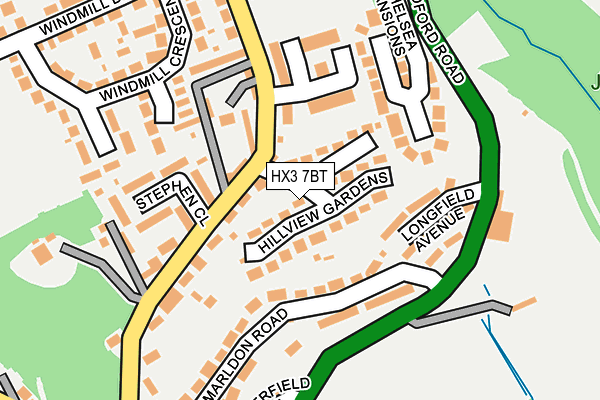 HX3 7BT map - OS OpenMap – Local (Ordnance Survey)