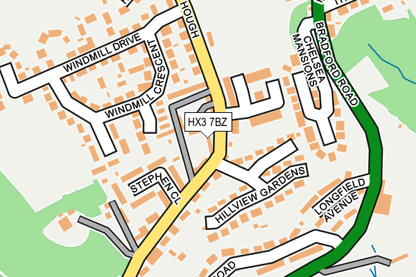 HX3 7BZ map - OS OpenMap – Local (Ordnance Survey)