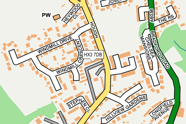 HX3 7DB map - OS OpenMap – Local (Ordnance Survey)