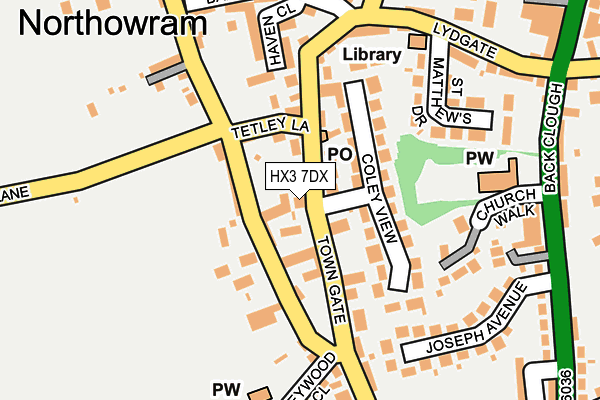 HX3 7DX map - OS OpenMap – Local (Ordnance Survey)