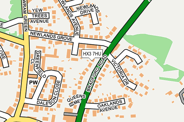 HX3 7HU map - OS OpenMap – Local (Ordnance Survey)