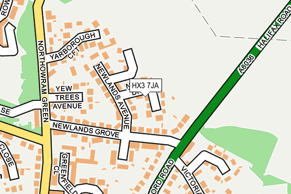 HX3 7JA map - OS OpenMap – Local (Ordnance Survey)