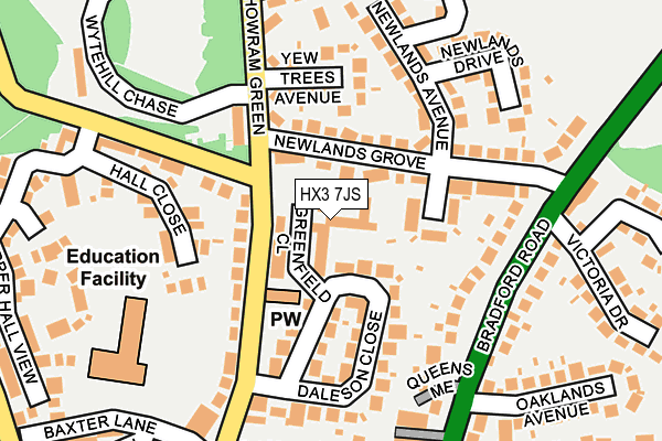 HX3 7JS map - OS OpenMap – Local (Ordnance Survey)