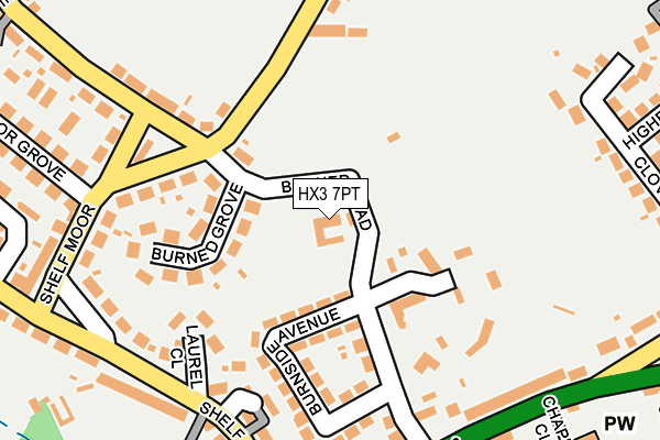 HX3 7PT map - OS OpenMap – Local (Ordnance Survey)