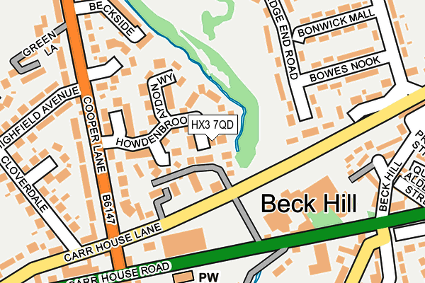 HX3 7QD map - OS OpenMap – Local (Ordnance Survey)