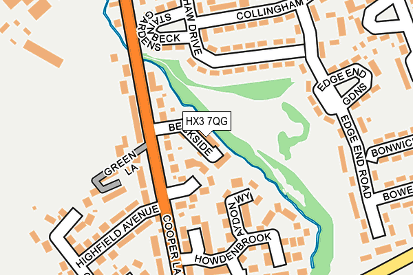 HX3 7QG map - OS OpenMap – Local (Ordnance Survey)