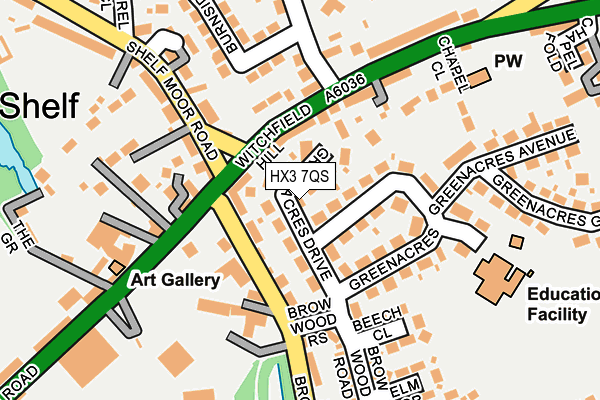 HX3 7QS map - OS OpenMap – Local (Ordnance Survey)