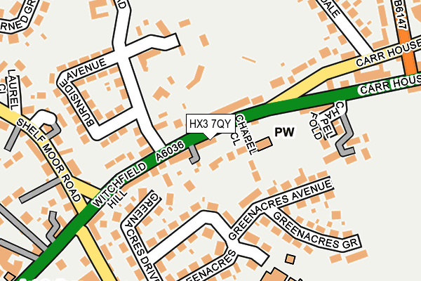 HX3 7QY map - OS OpenMap – Local (Ordnance Survey)