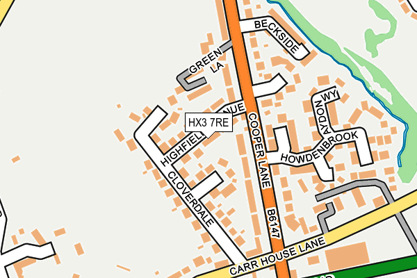 HX3 7RE map - OS OpenMap – Local (Ordnance Survey)