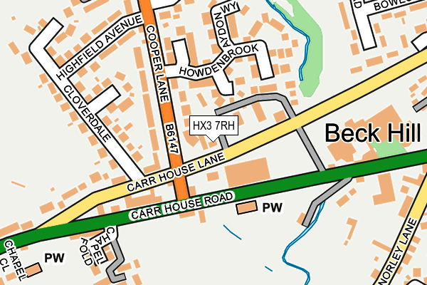 HX3 7RH map - OS OpenMap – Local (Ordnance Survey)