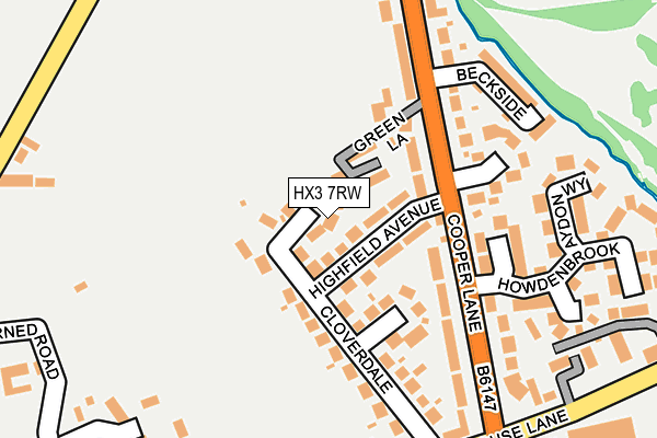 HX3 7RW map - OS OpenMap – Local (Ordnance Survey)